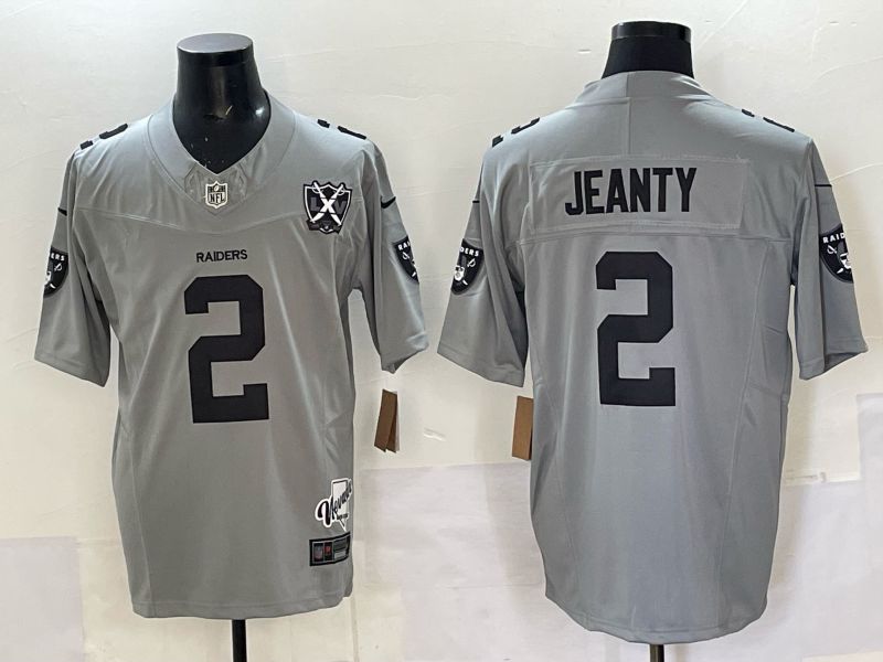 Men 2025 Oakland Raiders #2 Jeanty Grey Retro Third Generation Nike Limited NFL Jersey style 01